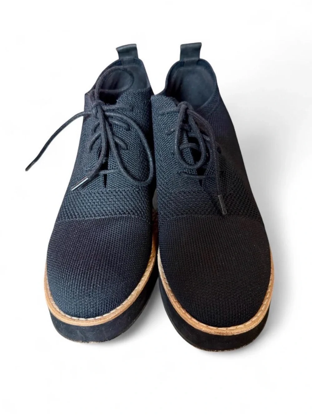 Eileen Fisher Jemma Black Knit Platform Oxford Heels Women’s Size 8